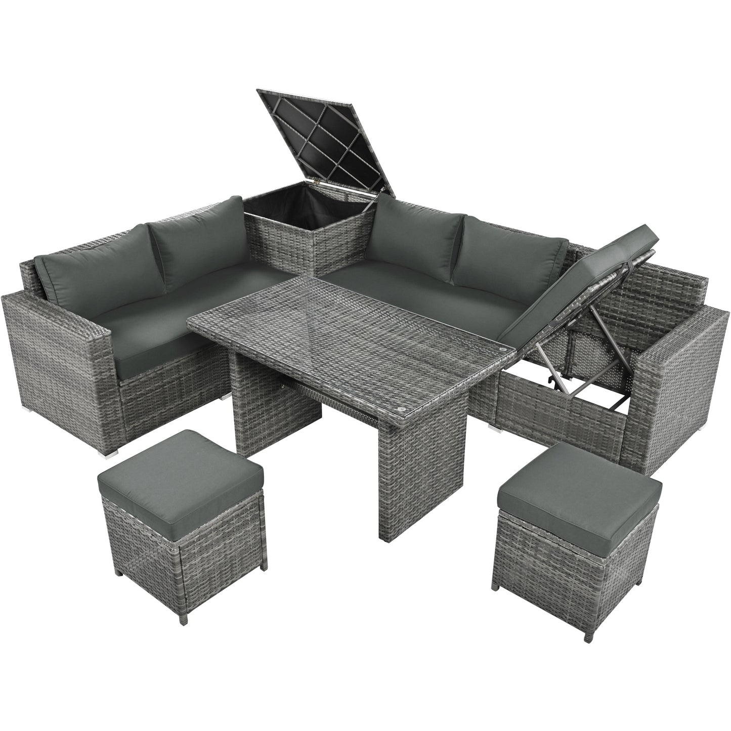 outdoor 6-piece all weather pe rattan sofa set