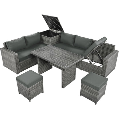 Outdoor 6-Piece All Weather PE Rattan Sofa Set