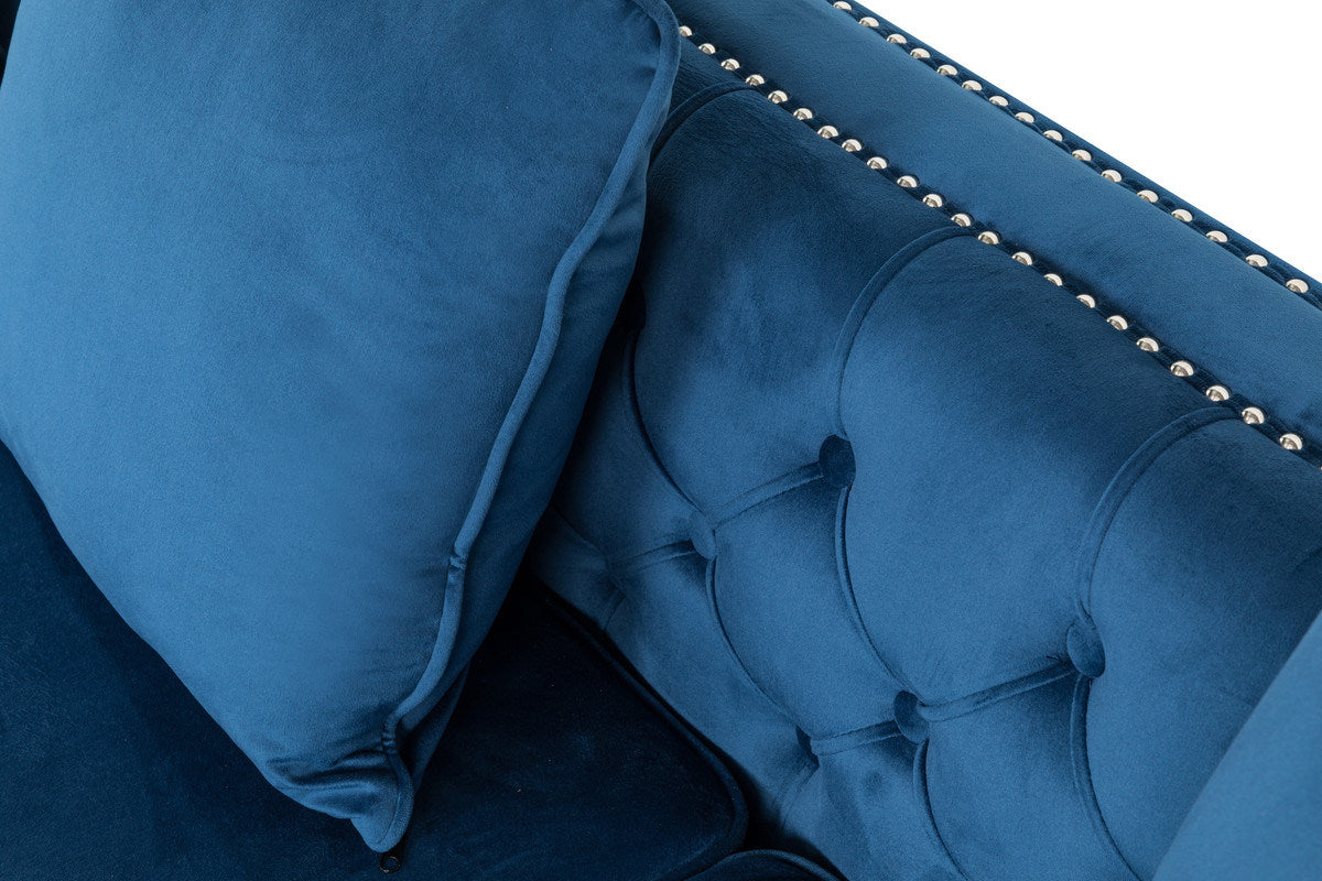 ryan reversible sectional sofa chaise, deep blue velvet