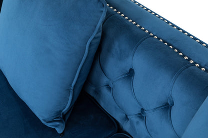 Ryan Reversible Sectional Sofa Chaise, Deep Blue Velvet