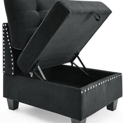 Joe U shape Modular Sectional Sofa, Black Velvet