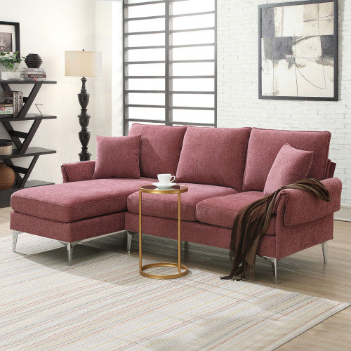 chenille l-shaped sofa with 2 pillows