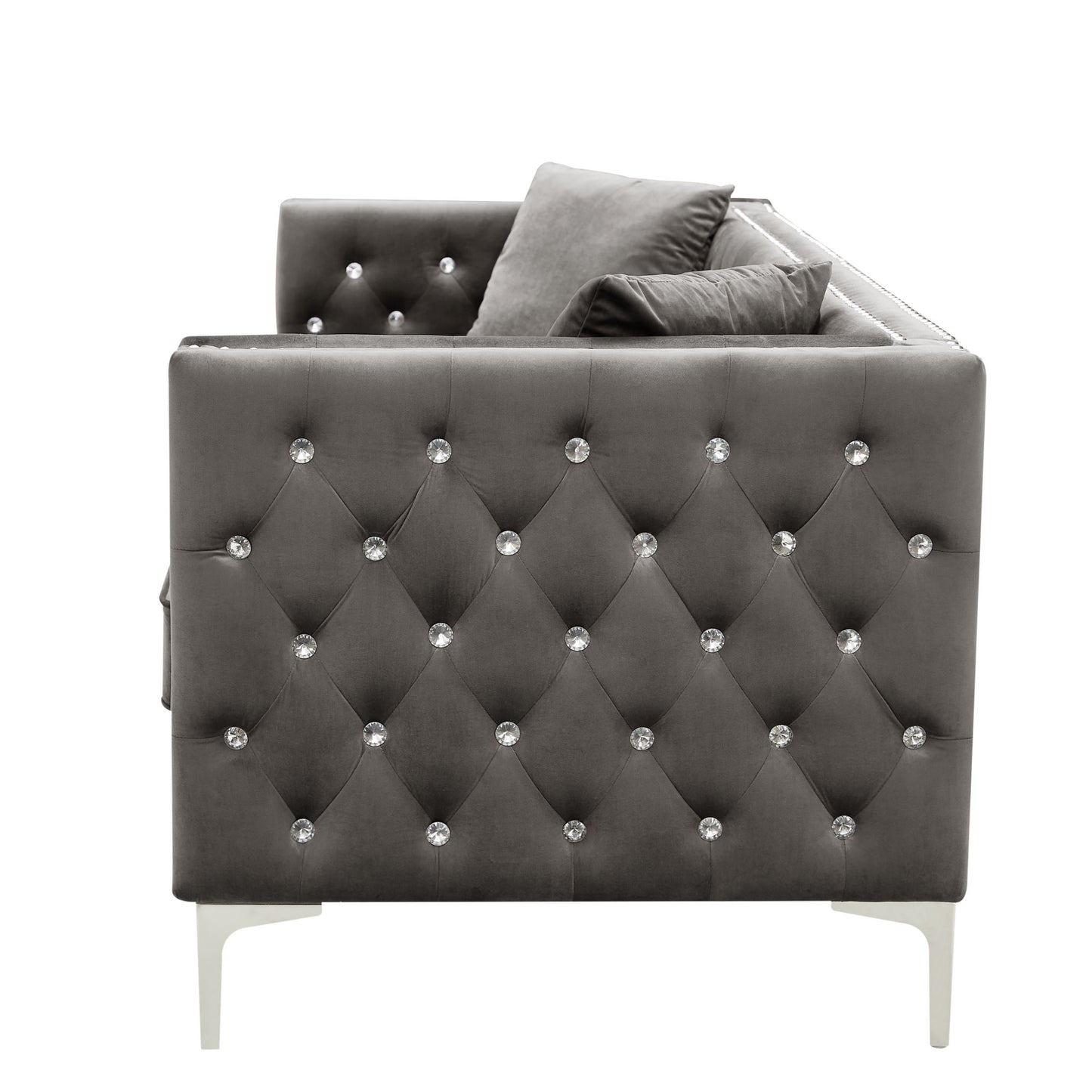 modern velvet sofa tufted set with 2 pillows included