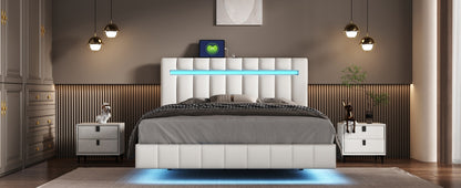 Floating Bed Frame with LED Lights and USB Charging #3