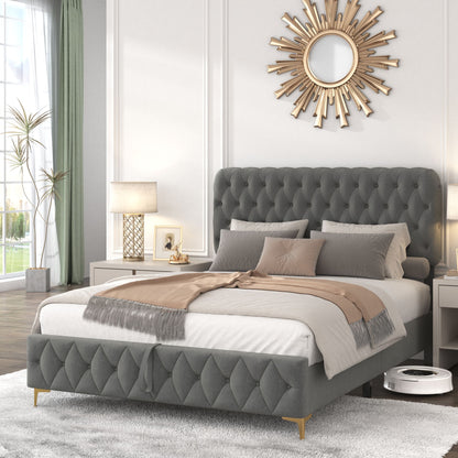 Velvet Upholstered with Pneumatic Hydraulic Function, Gray