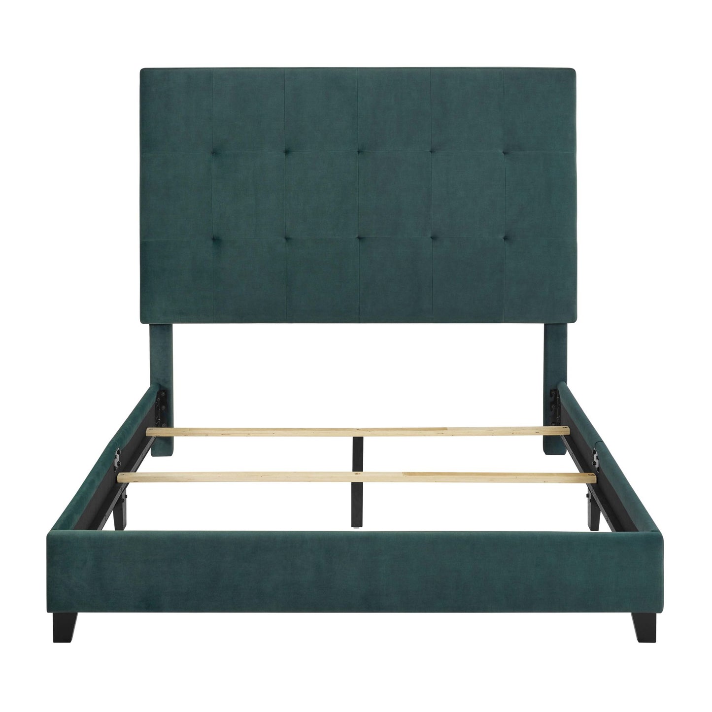 bridgevine home queen size green velvet tufted upholstered platform bed