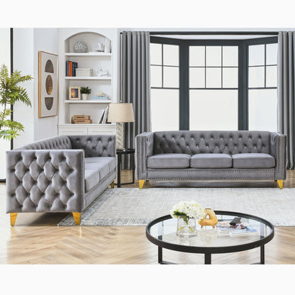 Sara Velvet Sofa, Grey Velvet