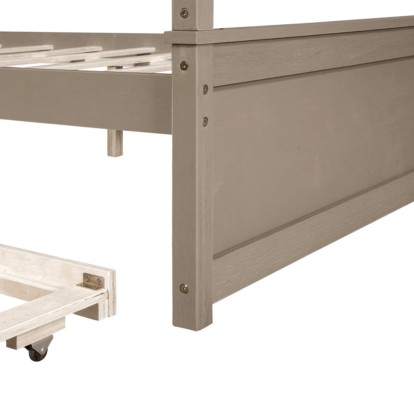 wood canopy bed with trundle