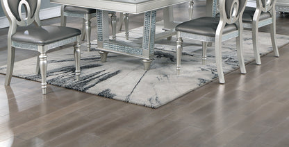 Leaf Silver Hue Glass Top Dining Table