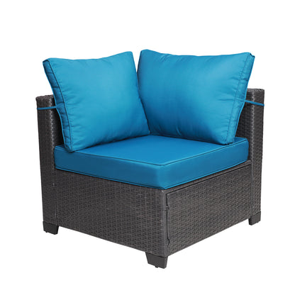 7-Piece PE Rattan Wicker Cushioned Sofa Sets and Coffee Table
