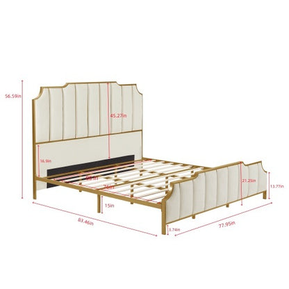 Elegant Upholstered Platform King Bed with High headboard