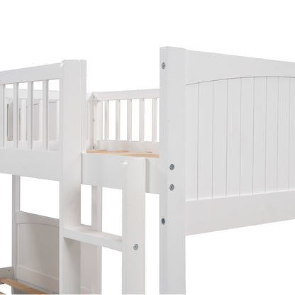 Twin Size Bunk Bed with a Loft Bed attached and Two Drawers, Gray