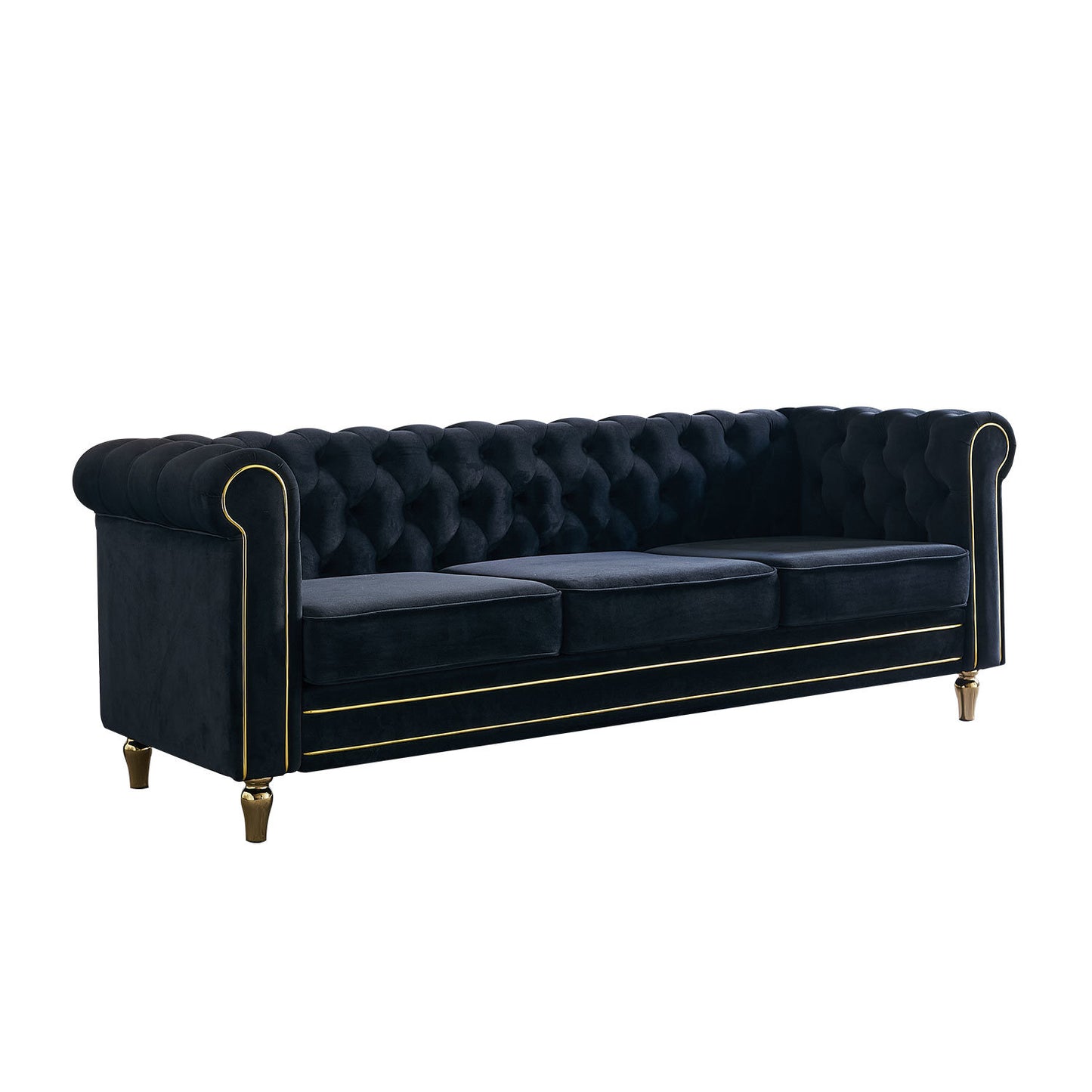 chesterfield velvet sofa, black