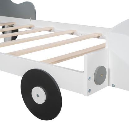 Twin Size Car-Shaped Platform Bed, White