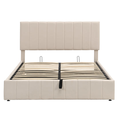 Queen size Upholstered Platform bed with a Hydraulic Storage System - Gray Queen size Upholstered Platform bed with a Hydraulic Storage System - Gray Queen size Upholstered Platform bed with a Hydrau