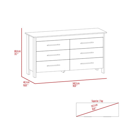 6 Drawer Double Dresser Wezz, Bedroom, Light Gray