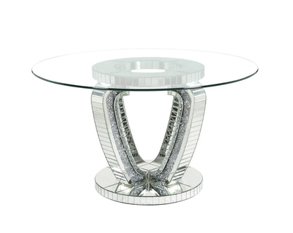 ACME Noralie DINING TABLE Mirrored & Faux Diamonds
