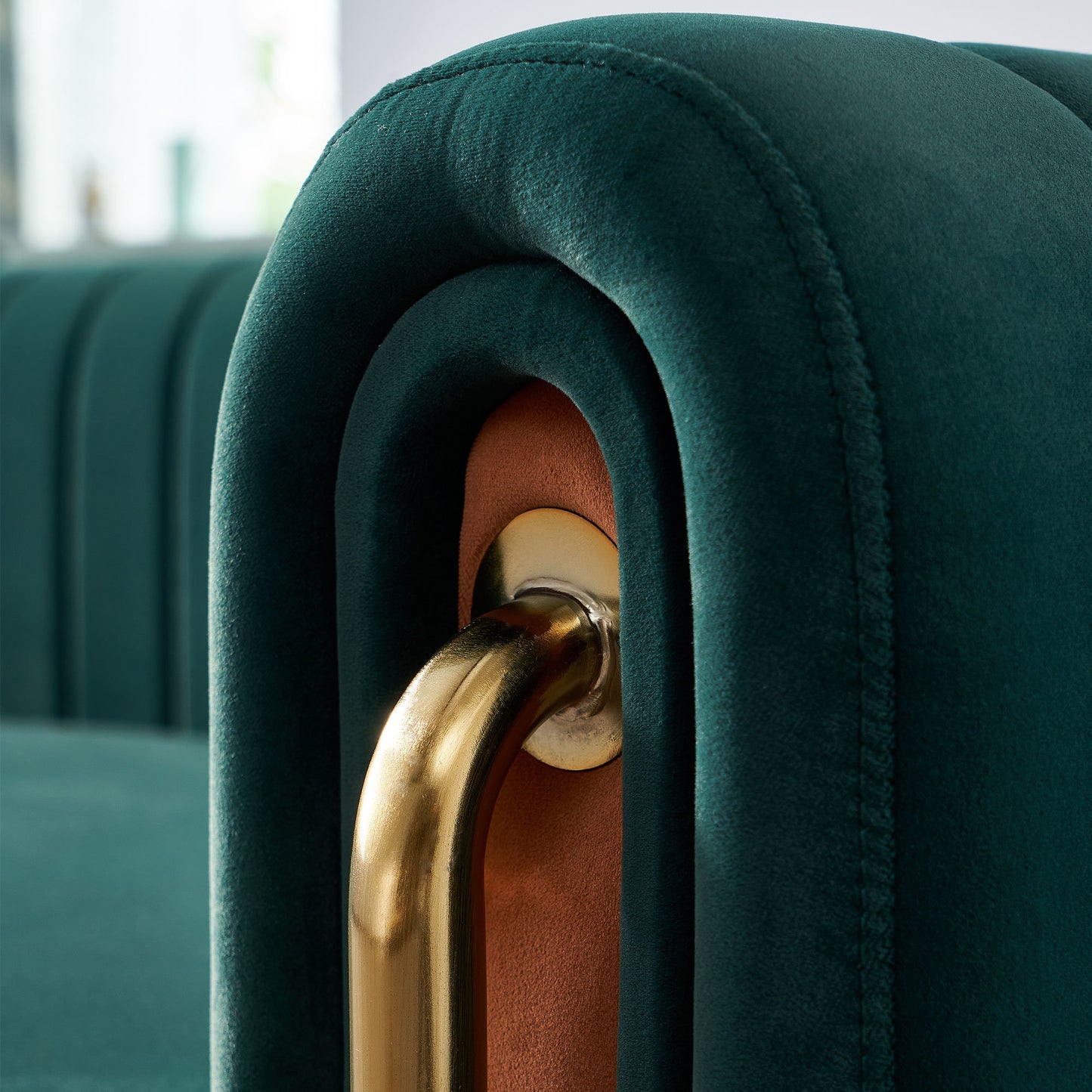 cane velvet sofa, green