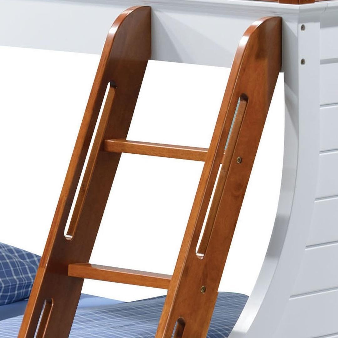 acme farah bunk bed in oak & white