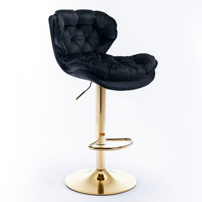 Swivel Bar Stools Set of 2, Velvet Black