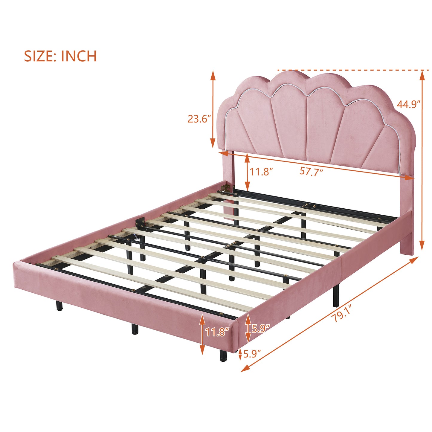 smart led bed frame with elegant flowers headboard