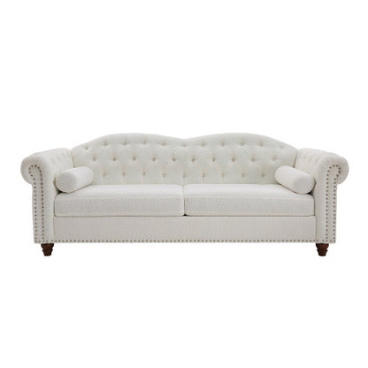 Classic Traditional Upholstered Sofa Set, White