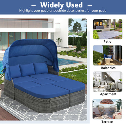 Daybed/Sunbed with Retractable Canopy Set