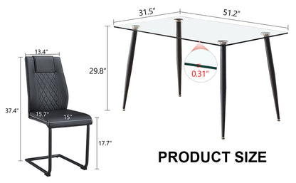 Holli Dining Table Set, Black