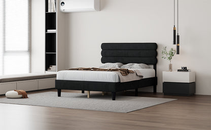 Rudy Queen Bed Frame with Headboard, Dark Grey
