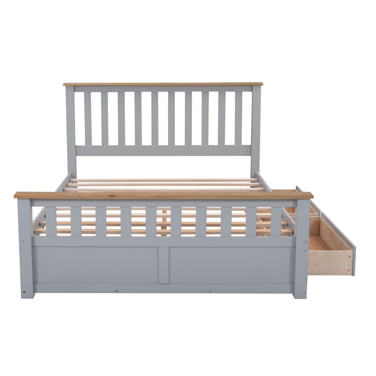 3-pieces bedroom sets with nightstand(usb charging ports) and storage chest,gray+natrual