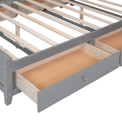 Wooden Bed With All-in-One Cabinet and Shelf
