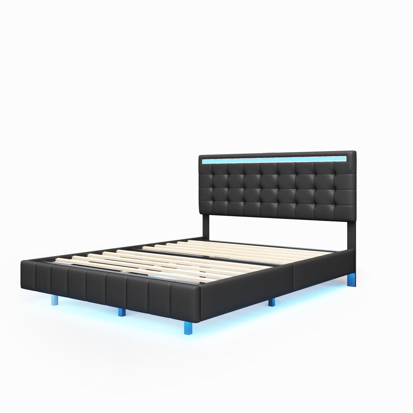 floating bed frame with led lights and usb charging #5