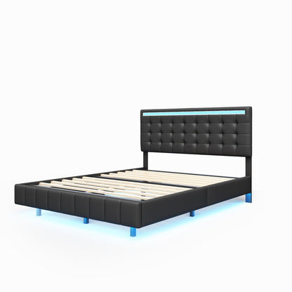 Floating Bed Frame with LED Lights and USB Charging #5
