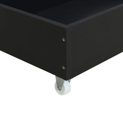 Teddy Upholstered Platform Bed with Large Rivet-decorated Backrests and 4 Drawers, Velvet Gray+White