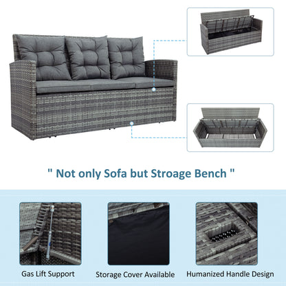 5-piece Outdoor UV-Resistant Patio Sofa Set with Storage Bench