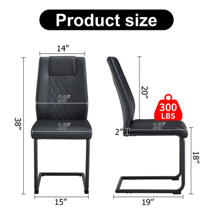 Modern Leather Chairs Set of 4, Black+PU