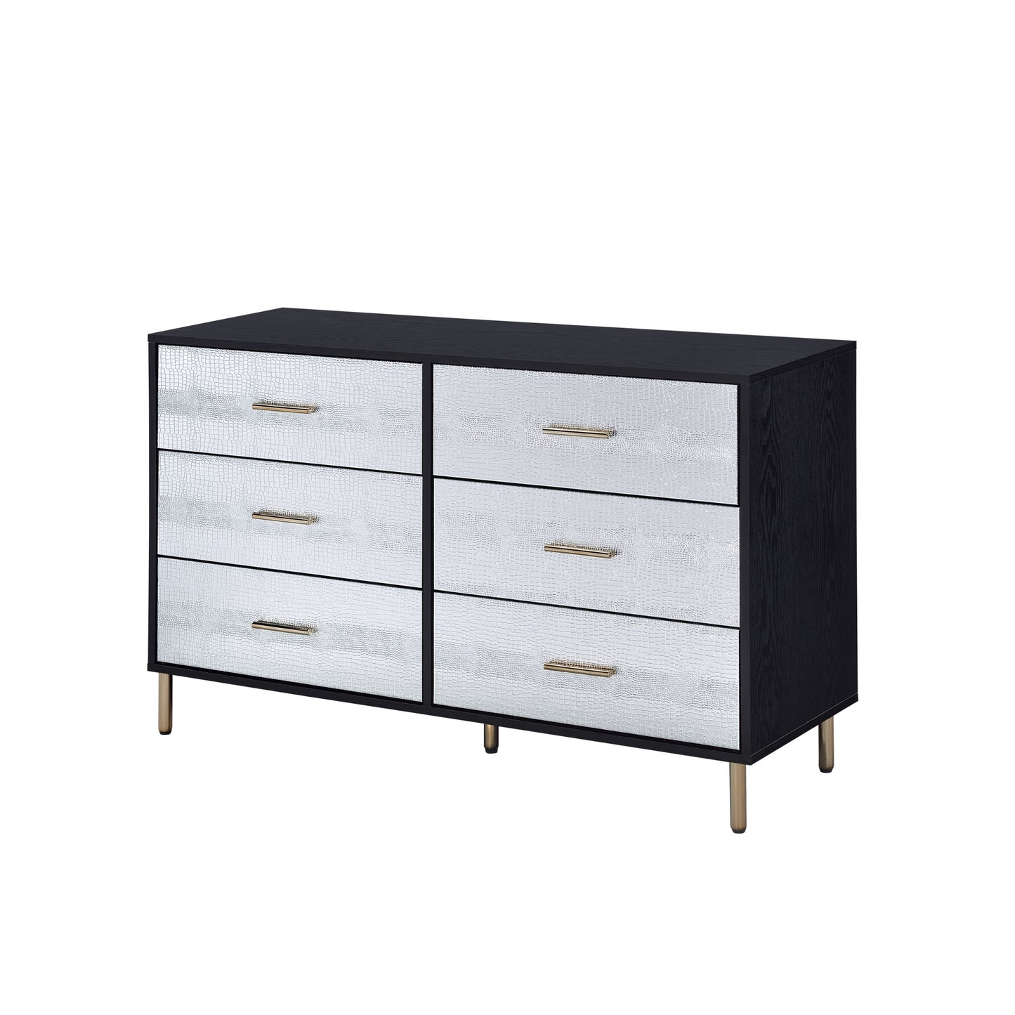 acme myles dresser, black, silver & gold finish