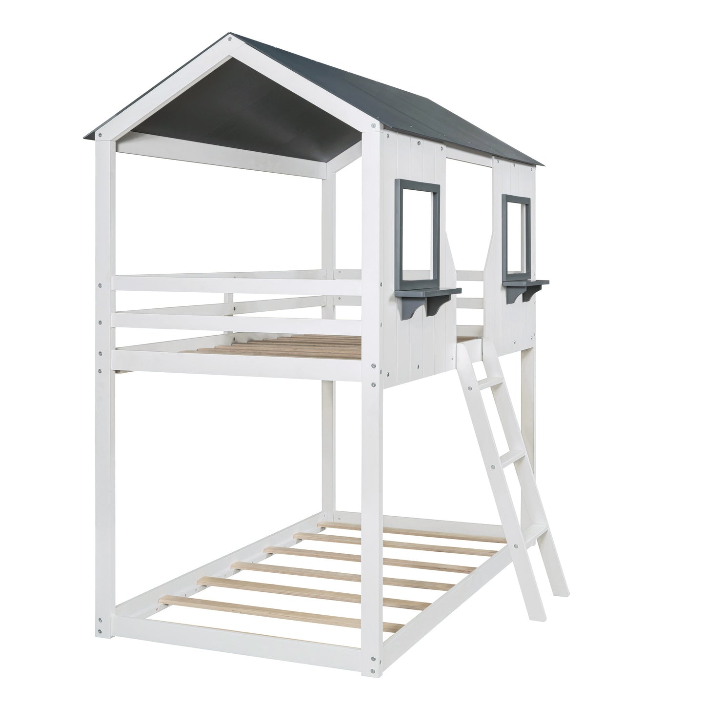 twin over twin bunk bed with roof