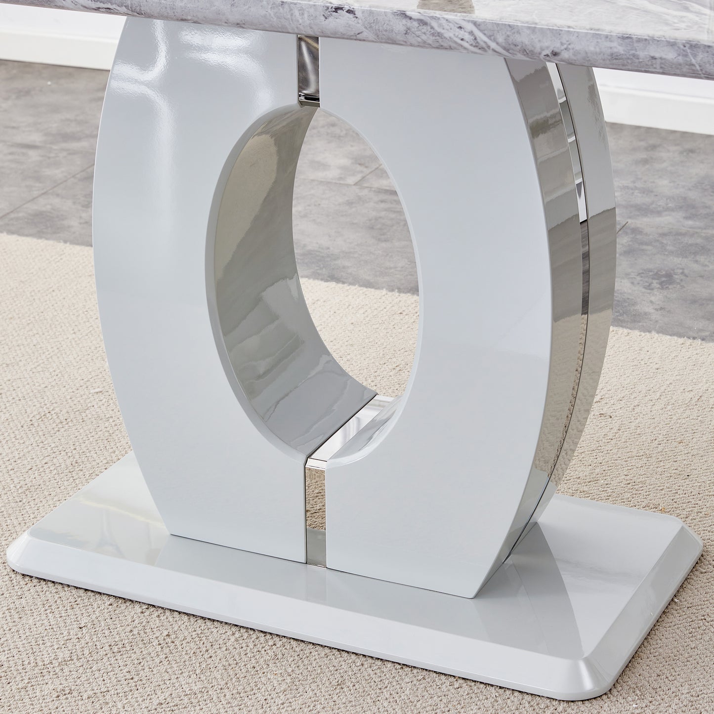 luxurious marble grain dining table, grey