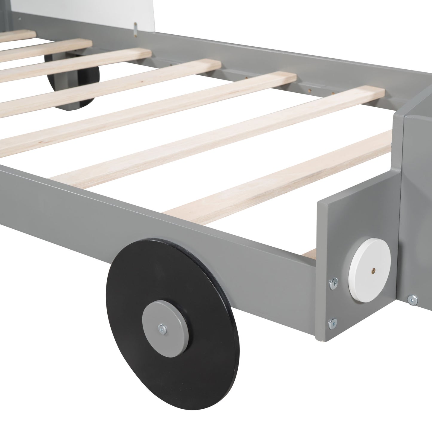 twin size car-shaped platform bed, gray