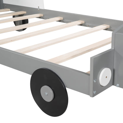 Twin Size Car-Shaped Platform Bed, Gray