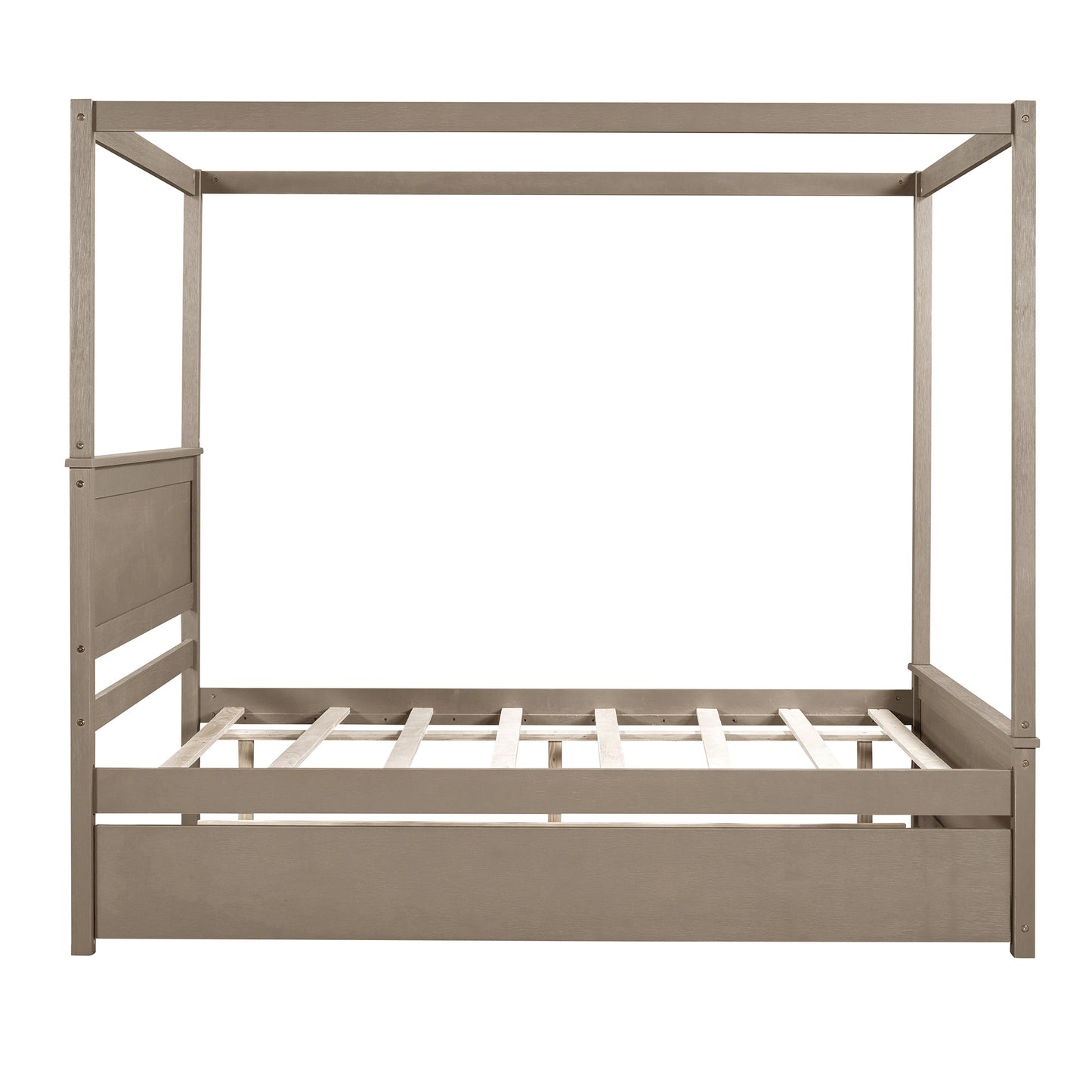 wood canopy bed with trundle