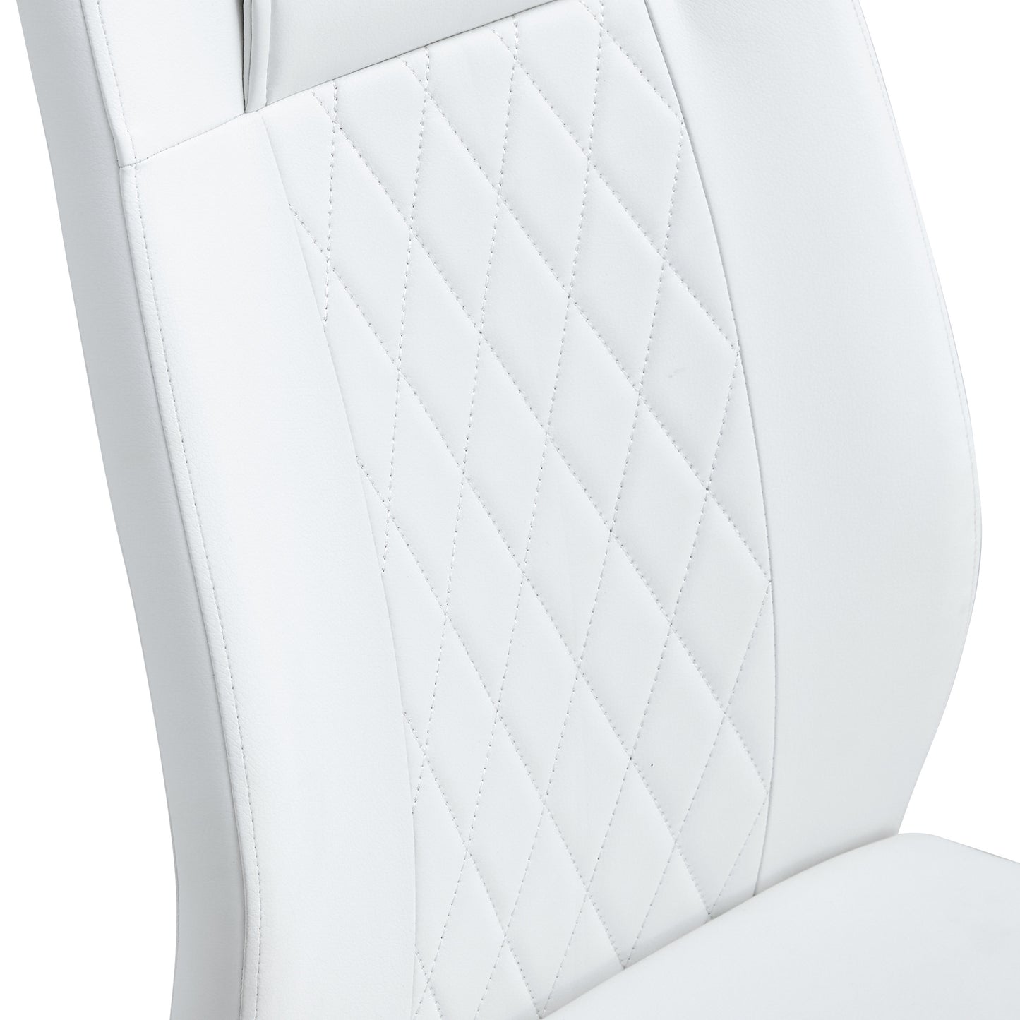 faux leather cushion chairs set of 4, white+pu