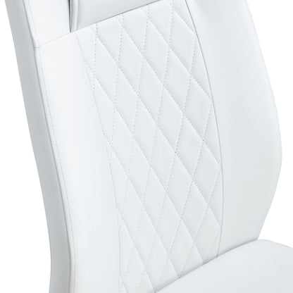 Faux Leather Cushion Chairs Set of 4, White+PU