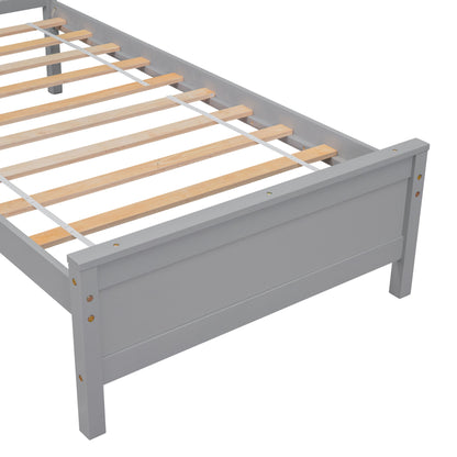 Twin Bed with Headboard & Nightstand, Grey
