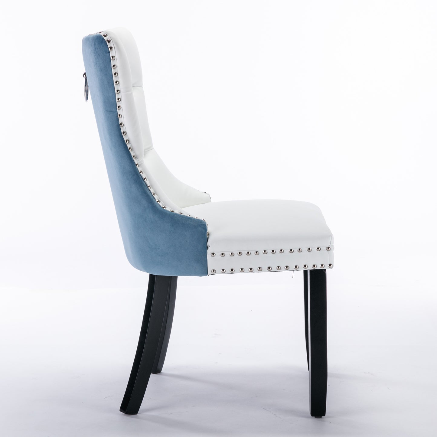 nikki collection modern high-end tufted dining chairs 2-pcs set, white+light blue