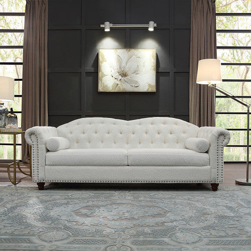 Classic Traditional Upholstered Sofa Set, White