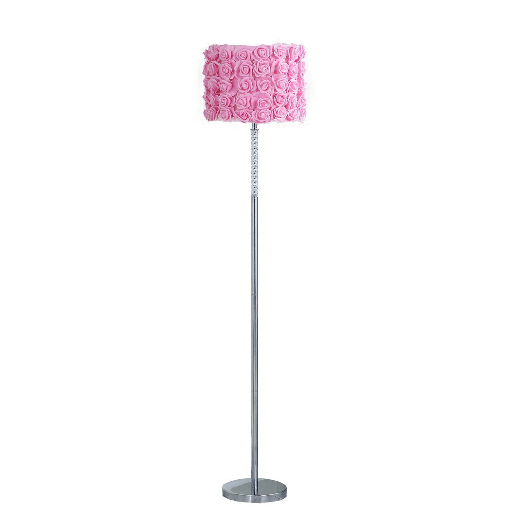 63"in pink roses in bloom acrylic/metal floor lamp