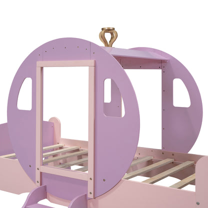 Princess Carriage Bed with Crown, Purple+Pink