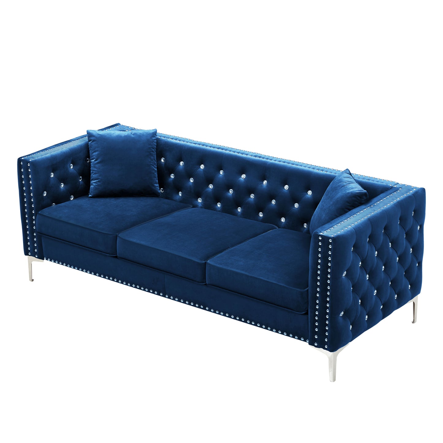 modern velvet tufted set with 2 pillows included